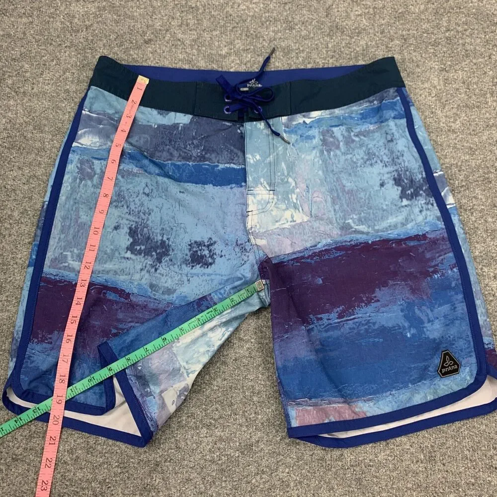 Prana Board Shorts Mens‎ 36 Dusky Skies Elliot High Seas Lightweight Surf Swim